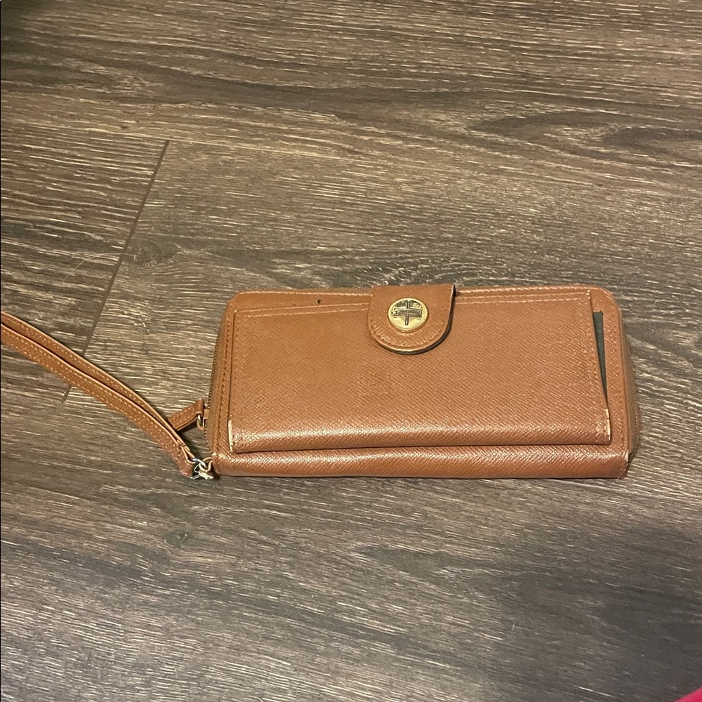 Tahari Tan Wristlet Clutch
